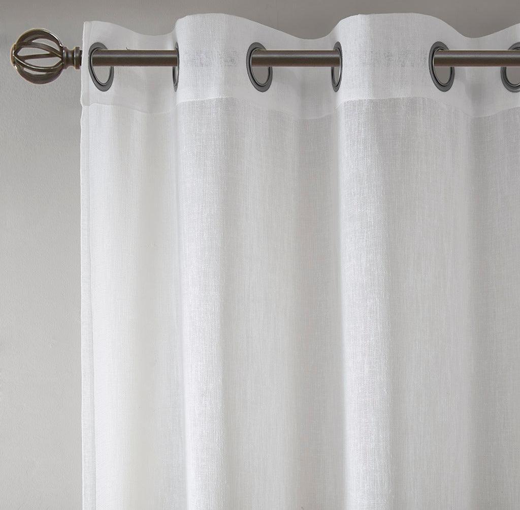 Hayden 84 H Woven Faux Linen Striped Window Sheer Gray Olliix.com