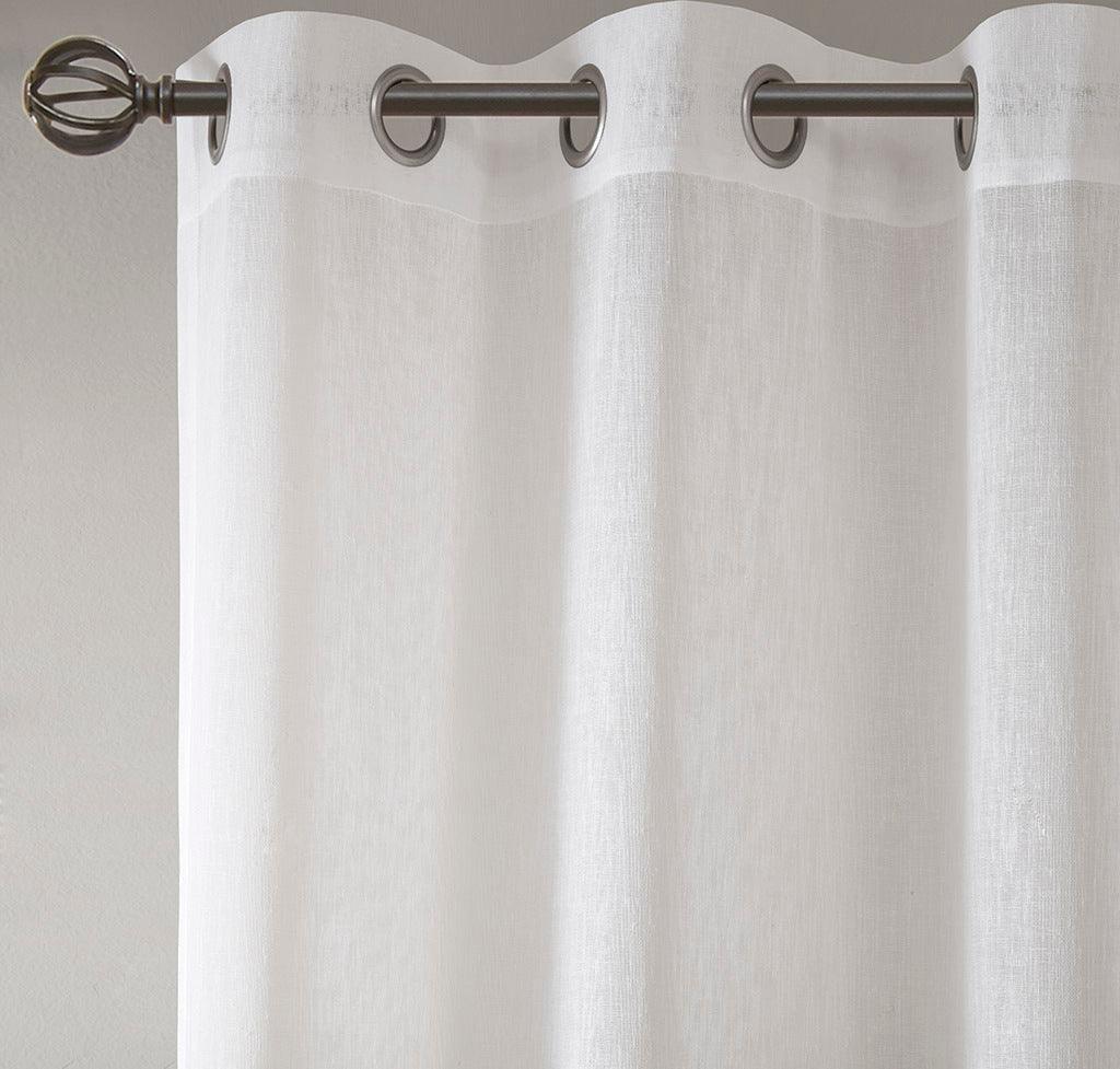 Hayden 84" Woven Faux Linen Striped Window Sheer Neutral Olliix.com