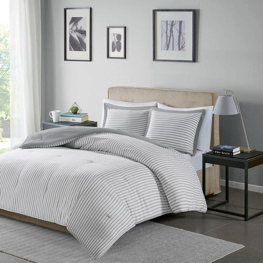 Hayden Reversible 20 " D Yarn Dyed Down Alternative Comforter Set Gray King/Cal King Olliix.com