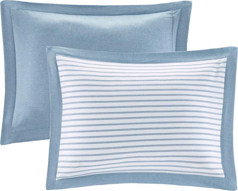 Hayden Reversible Yarn Dyed Stripe Duvet Cover Set King Blue Olliix.com