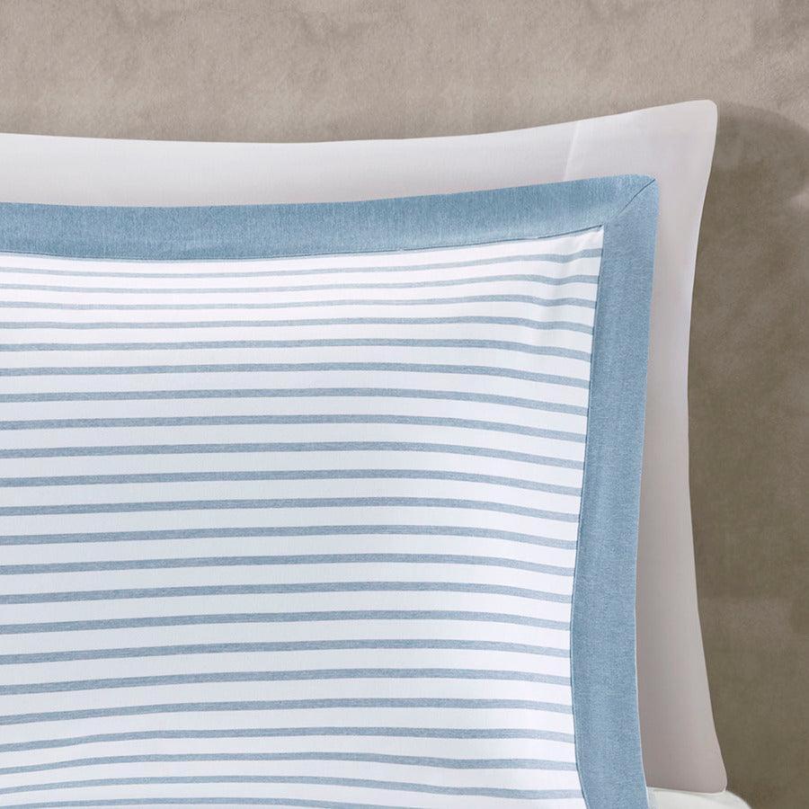 Hayden Reversible Yarn Dyed Stripe Duvet Cover Set King Blue Olliix.com