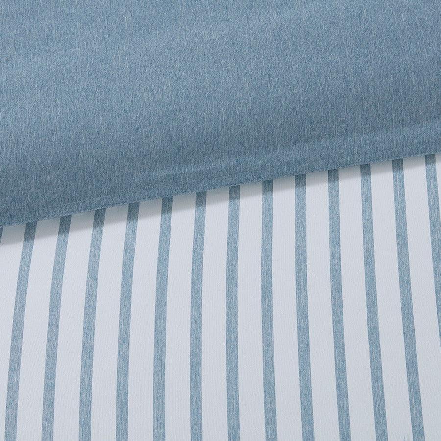 Hayden Reversible Yarn Dyed Stripe Duvet Cover Set King Blue Olliix.com