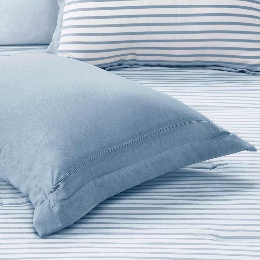 Hayden Reversible Yarn Dyed Stripe Duvet Cover Set King Blue Olliix.com