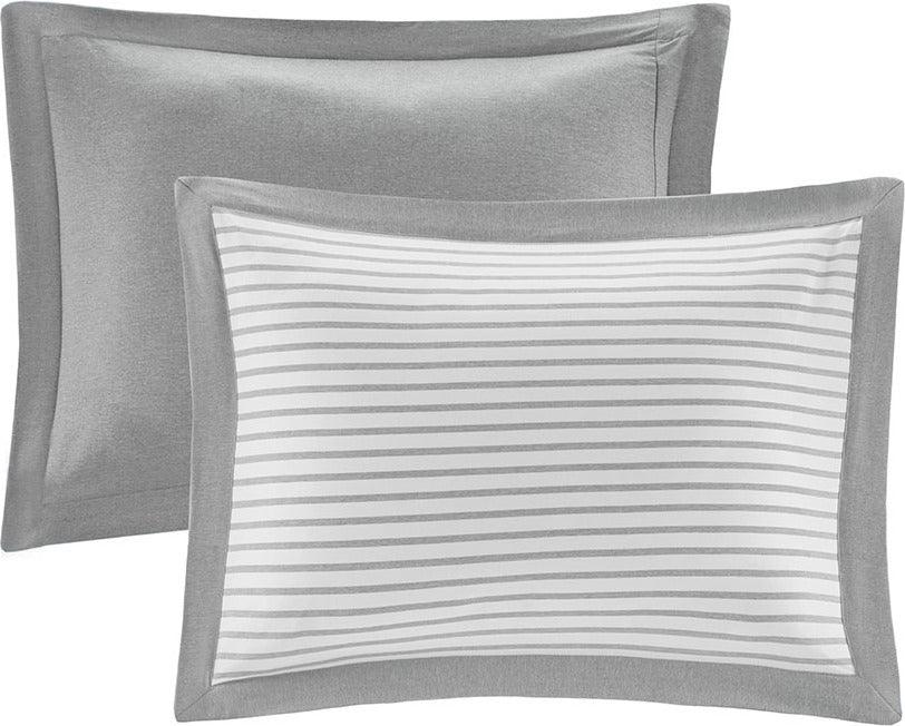 Hayden Reversible Yarn Dyed Stripe Duvet Cover Set King Gray Olliix.com