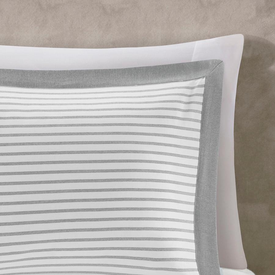 Hayden Reversible Yarn Dyed Stripe Duvet Cover Set King Gray Olliix.com