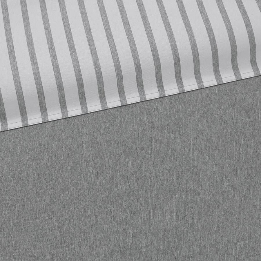 Hayden Reversible Yarn Dyed Stripe Duvet Cover Set King Gray Olliix.com