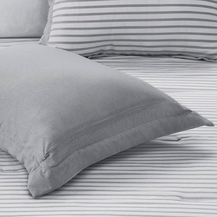 Hayden Reversible Yarn Dyed Stripe Duvet Cover Set King Gray Olliix.com