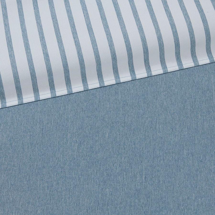 Hayden Reversible Yarn Dyed Stripe Duvet Cover Set Twin Blue Olliix.com