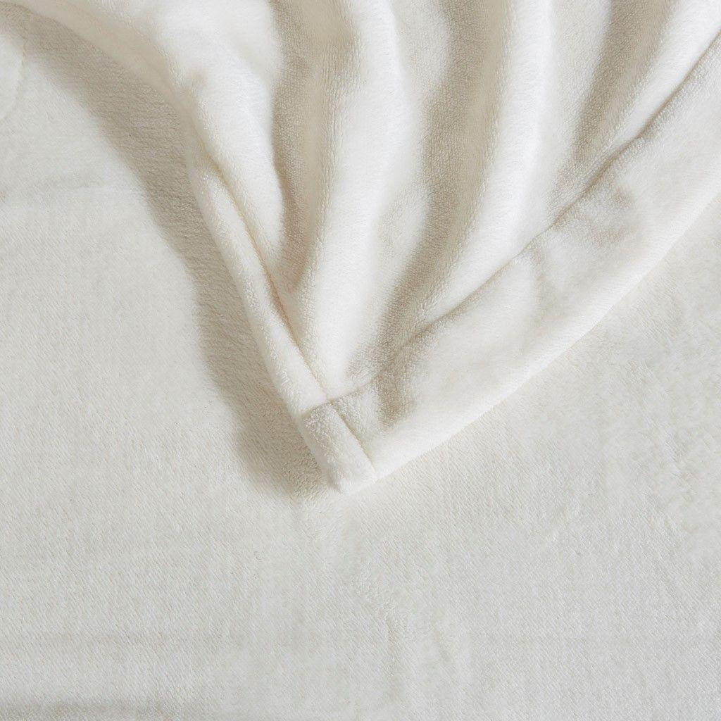 Heated Plush Queen Blanket Ivory Olliix.com