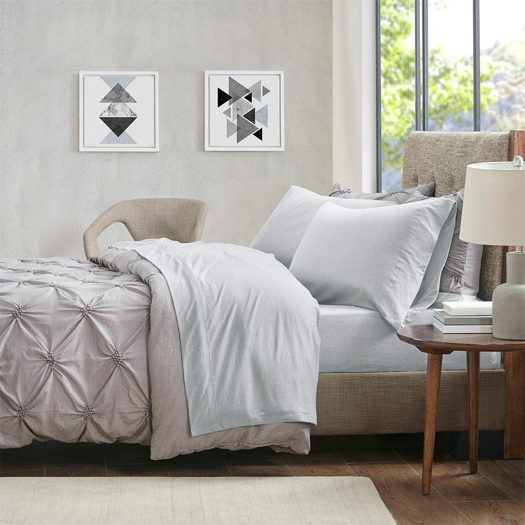 Heathered Full Sheet Set Light Gray Olliix.com