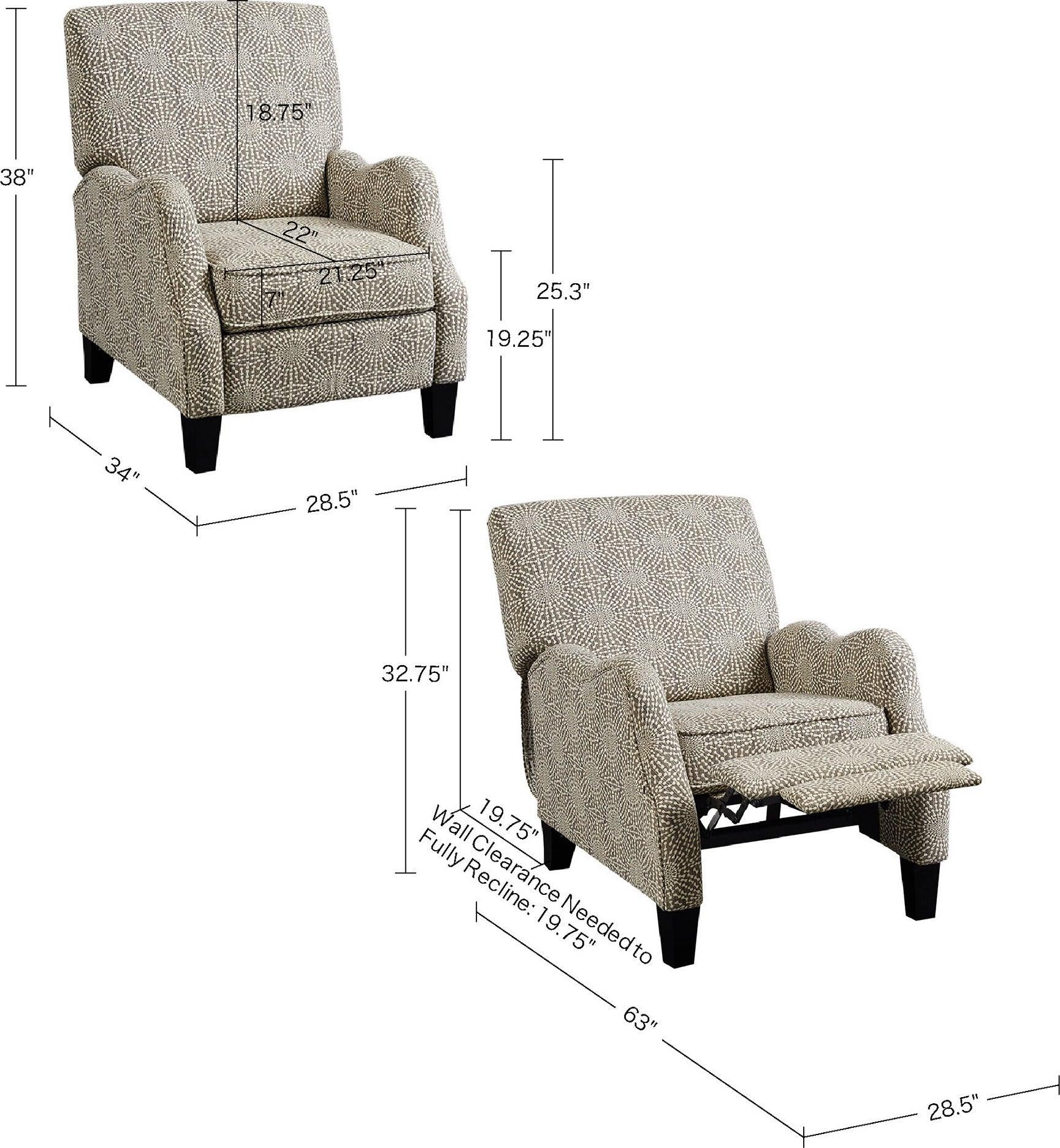 Hoffman Push Back Recliner Beige Multi Olliix.com