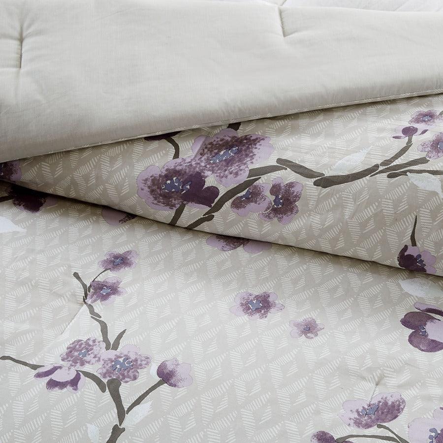 Holly 8 Piece Cotton Comforter Set Purple Queen Olliix.com