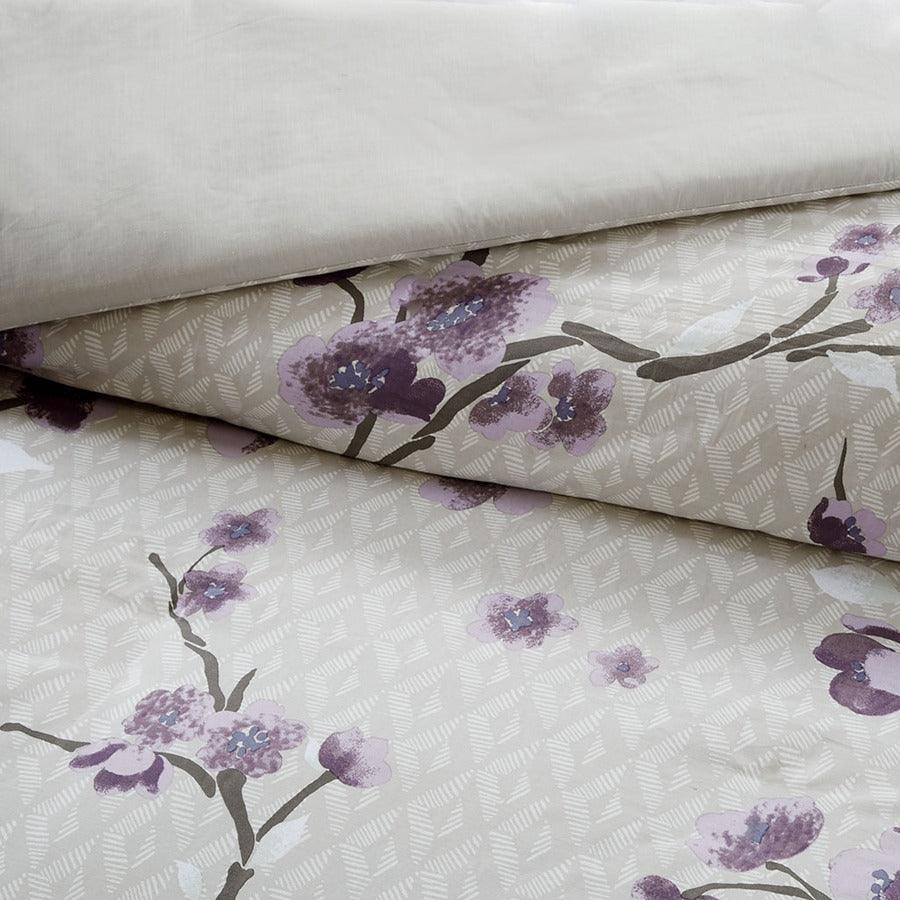 Holly Transitional 7 Piece Cotton Duvet Cover Set Full/Queen Purple Olliix.com