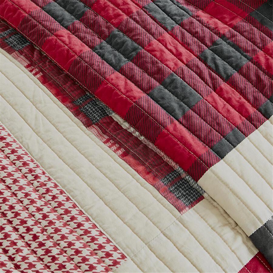 Huntington Lodge/Cabin 1 Cotton Oversized Quilt Mini Set Full/Queen Red Olliix.com