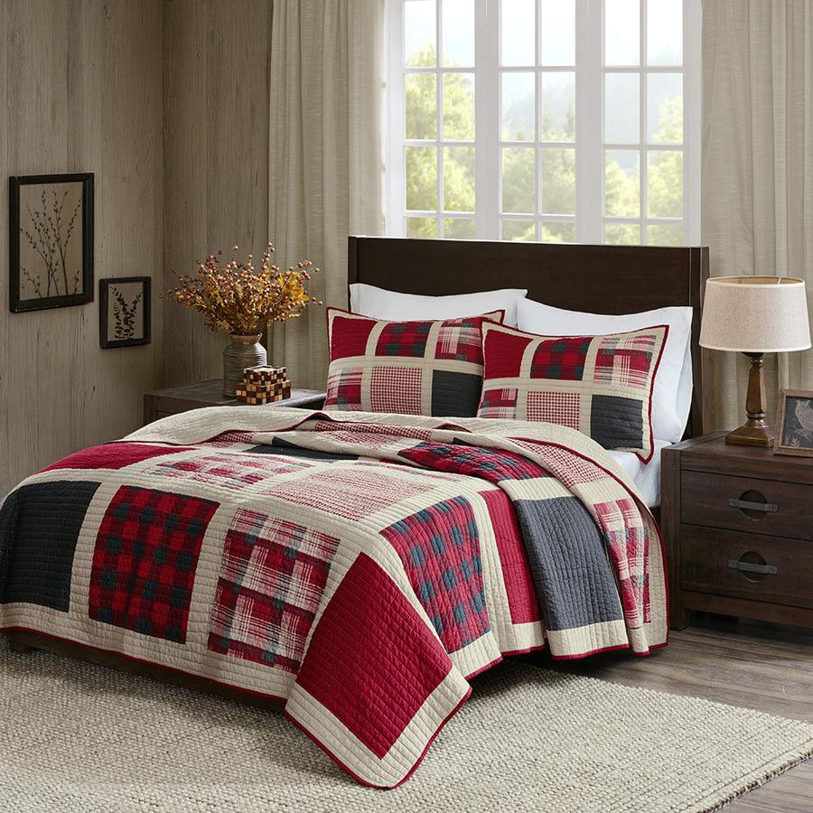 Huntington Lodge/Cabin 1 Cotton Oversized Quilt Mini Set Full/Queen Red Olliix.com