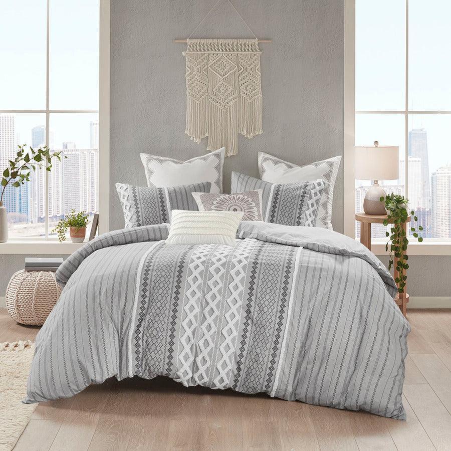 Imani Cotton Comforter Mini Set Gray Full/Queen Olliix.com