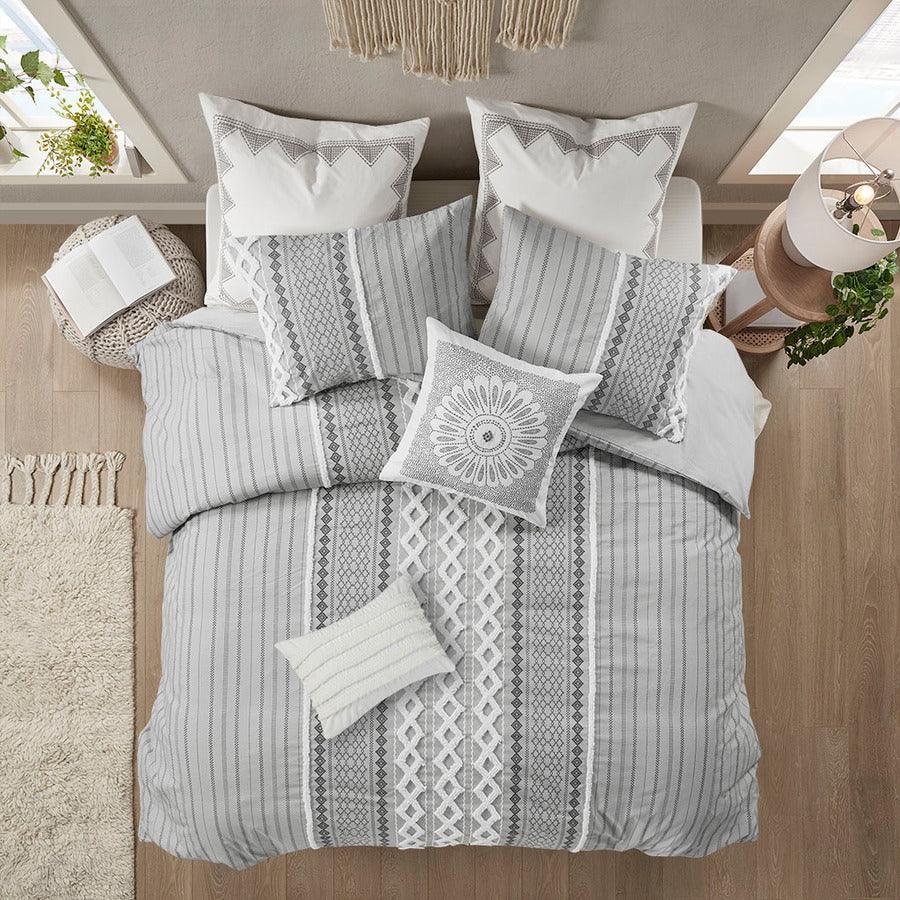 Imani Cotton Comforter Mini Set Gray Full/Queen Olliix.com