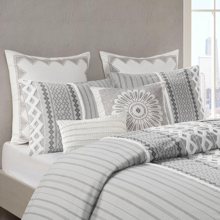 Imani Cotton Comforter Mini Set Gray Full/Queen Olliix.com