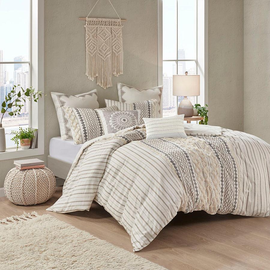 Imani Cotton Comforter Mini Set Ivory Full/Queen Olliix.com