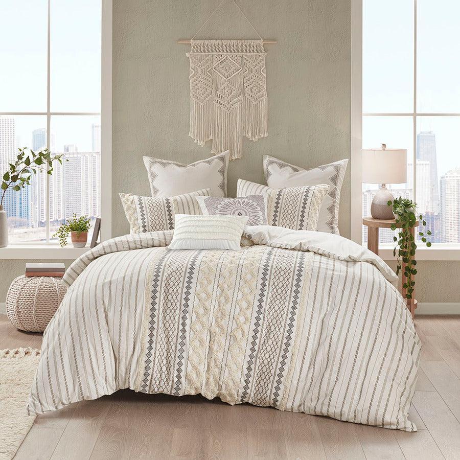 Imani Cotton Comforter Mini Set Ivory Full/Queen Olliix.com