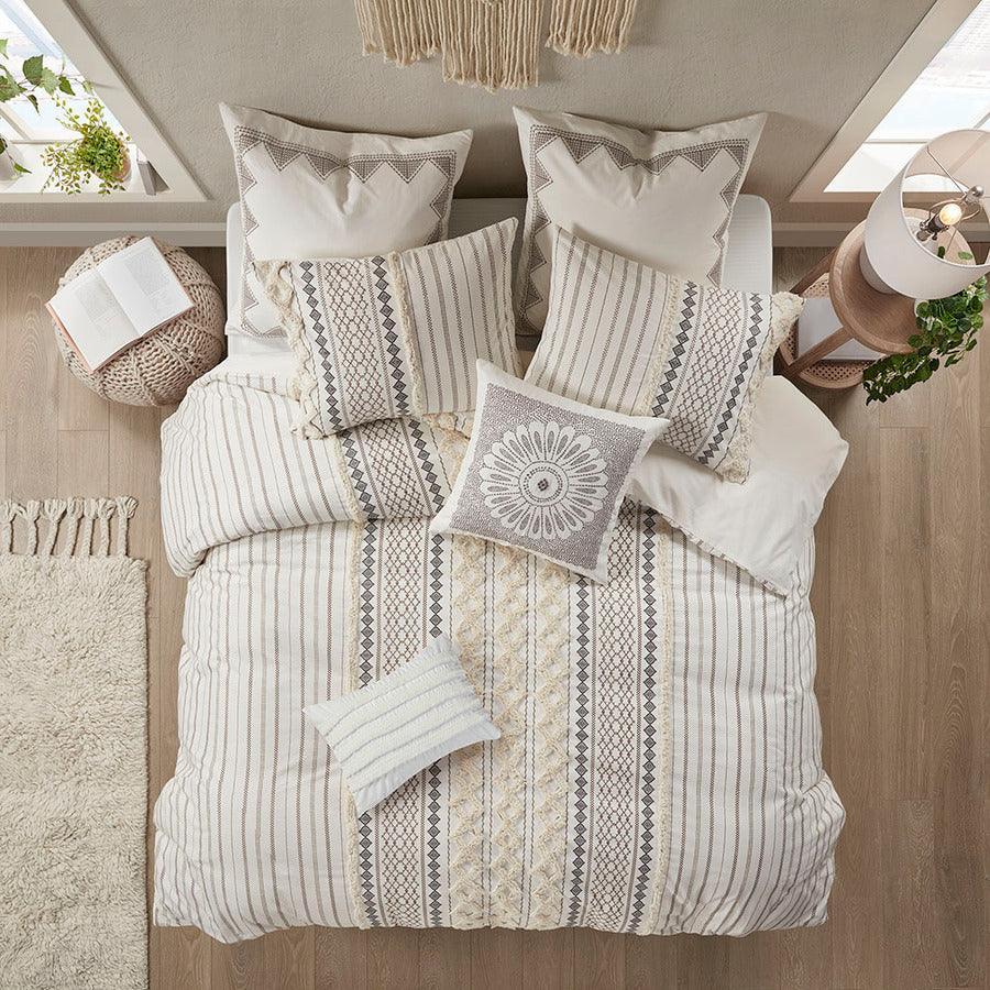 Imani Cotton Comforter Mini Set Ivory Full/Queen Olliix.com