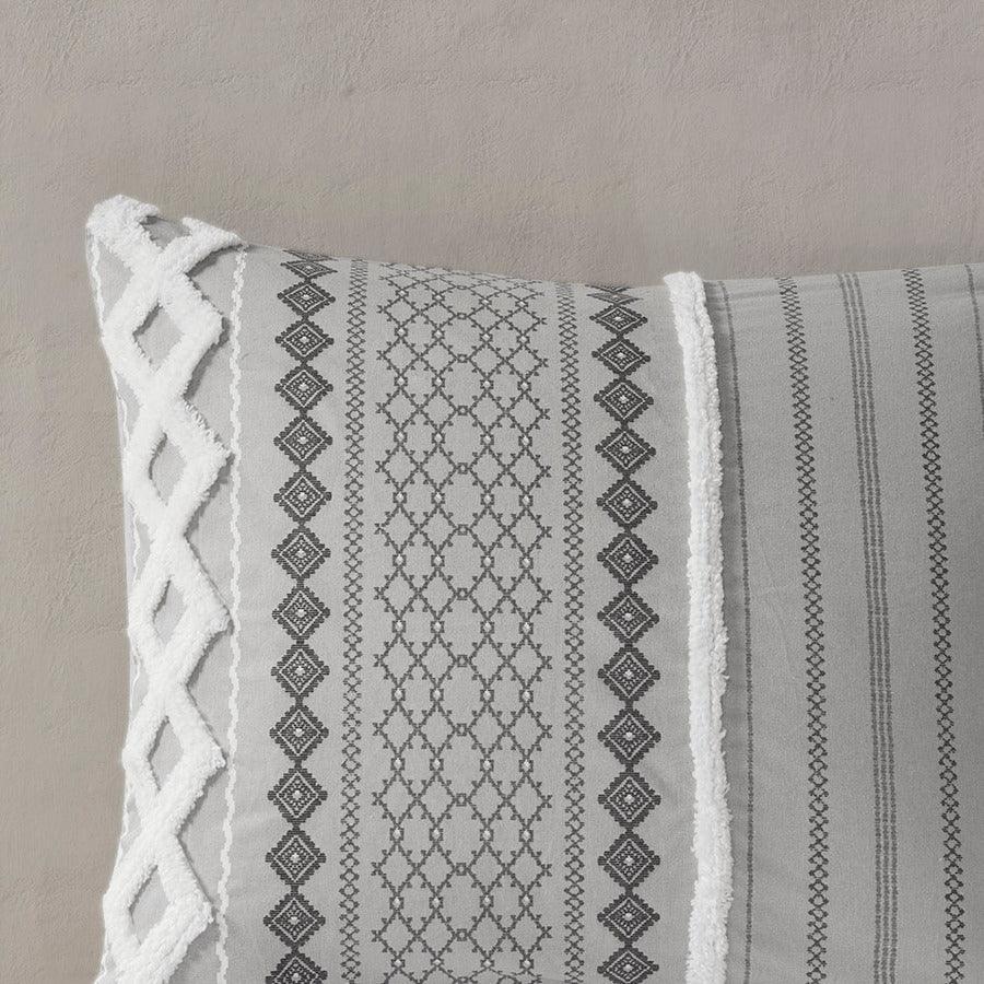 Imani Full/Queen Cotton Duvet Cover Mini Set Gray Olliix.com