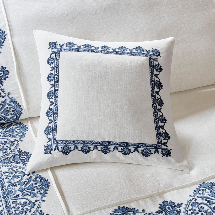 Indigo Coastal Sky Faux Linen Oversized Comforter Set Off White | Blue King Olliix.com