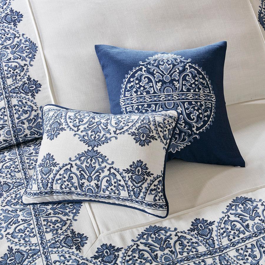 Indigo Coastal Sky Faux Linen Oversized Comforter Set Off White | Blue King Olliix.com