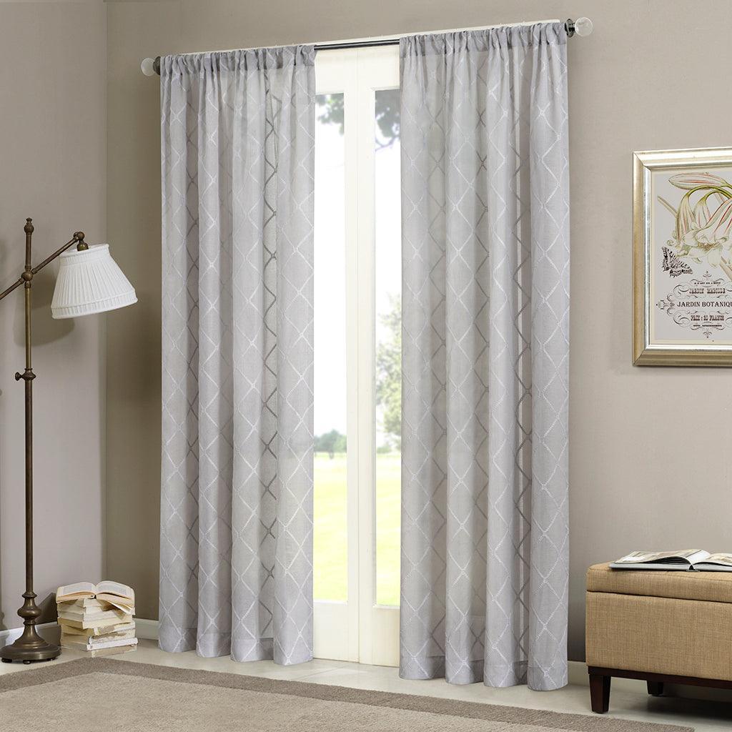 Irina 95" Diamond Sheer Window Curtain Gray Olliix.com