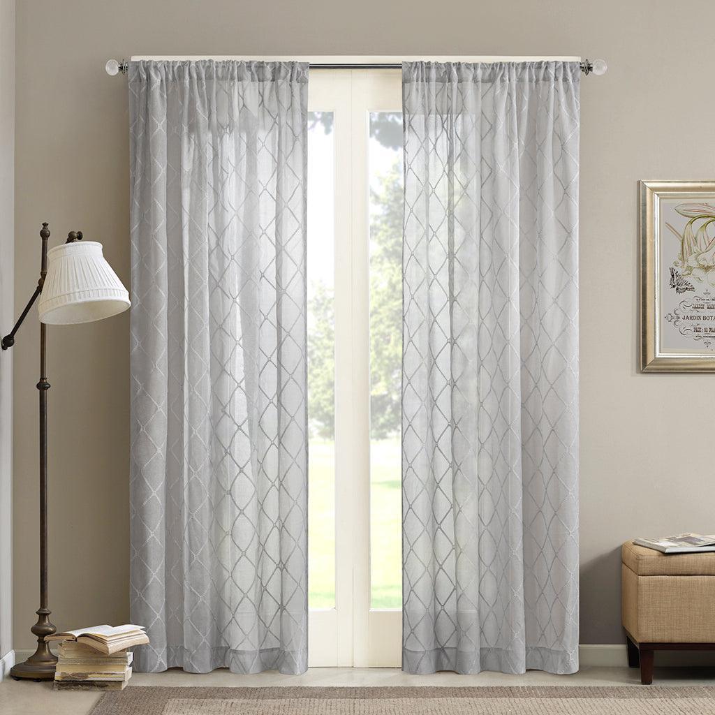 Irina 95" Diamond Sheer Window Curtain Gray Olliix.com