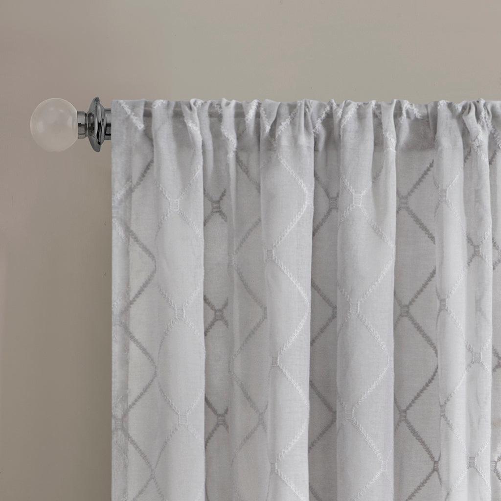 Irina 95" Diamond Sheer Window Curtain Gray Olliix.com