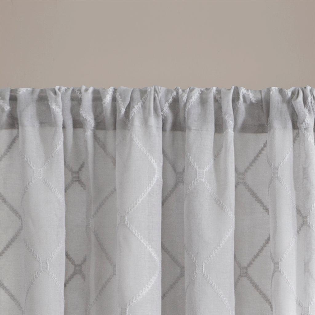 Irina 95" Diamond Sheer Window Curtain Gray Olliix.com