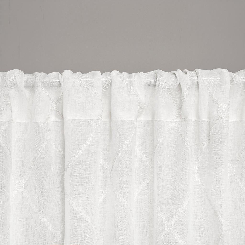 Irina 95" Diamond Sheer Window Curtain White Olliix.com