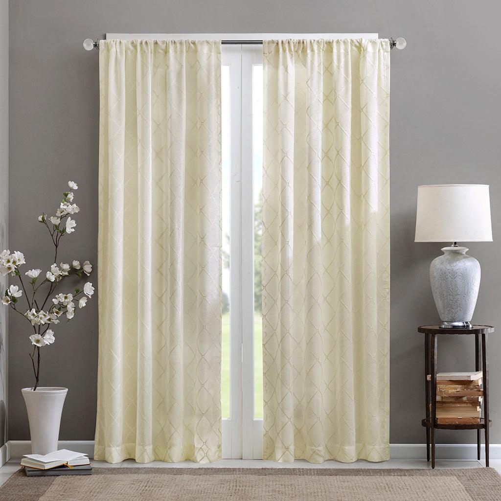 Irina 95 H Diamond Sheer Window Curtain Ivory Olliix.com