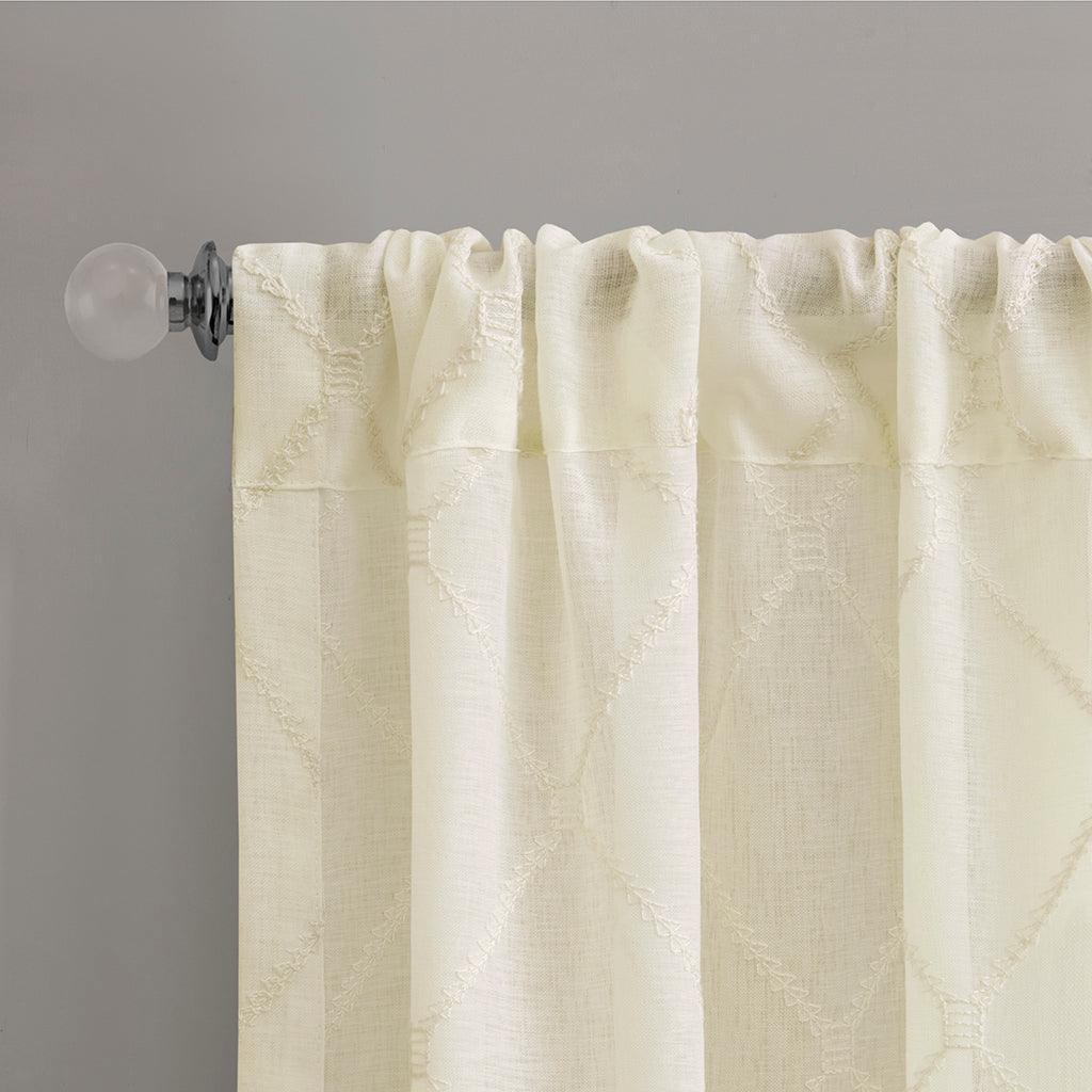 Irina 95 H Diamond Sheer Window Curtain Ivory Olliix.com