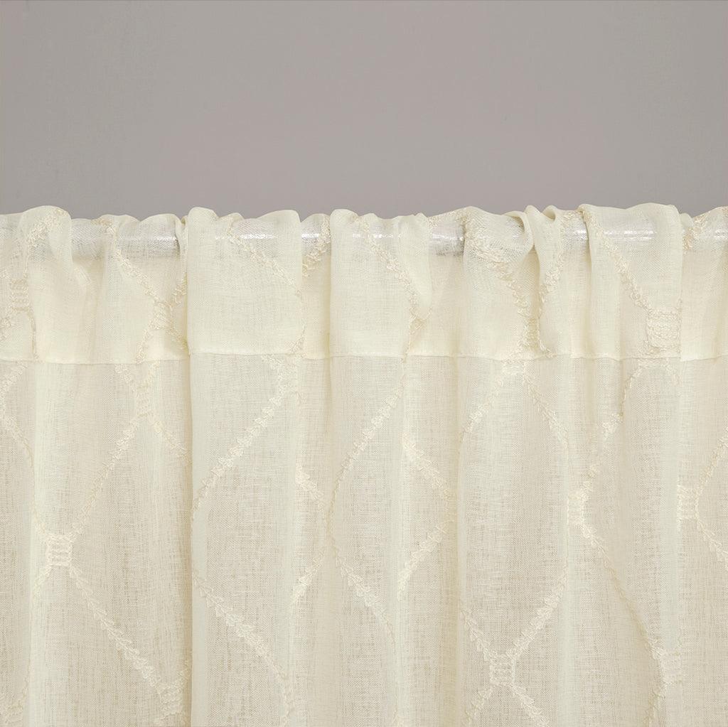 Irina 95 H Diamond Sheer Window Curtain Ivory Olliix.com