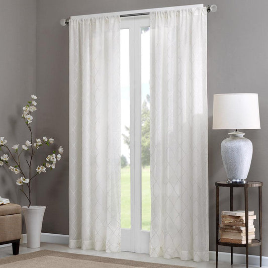 Irina Diamond Sheer Window Curtain White Olliix.com