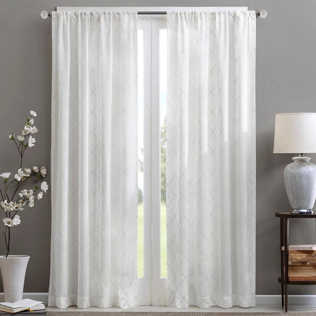 Irina Diamond Sheer Window Curtain White Olliix.com