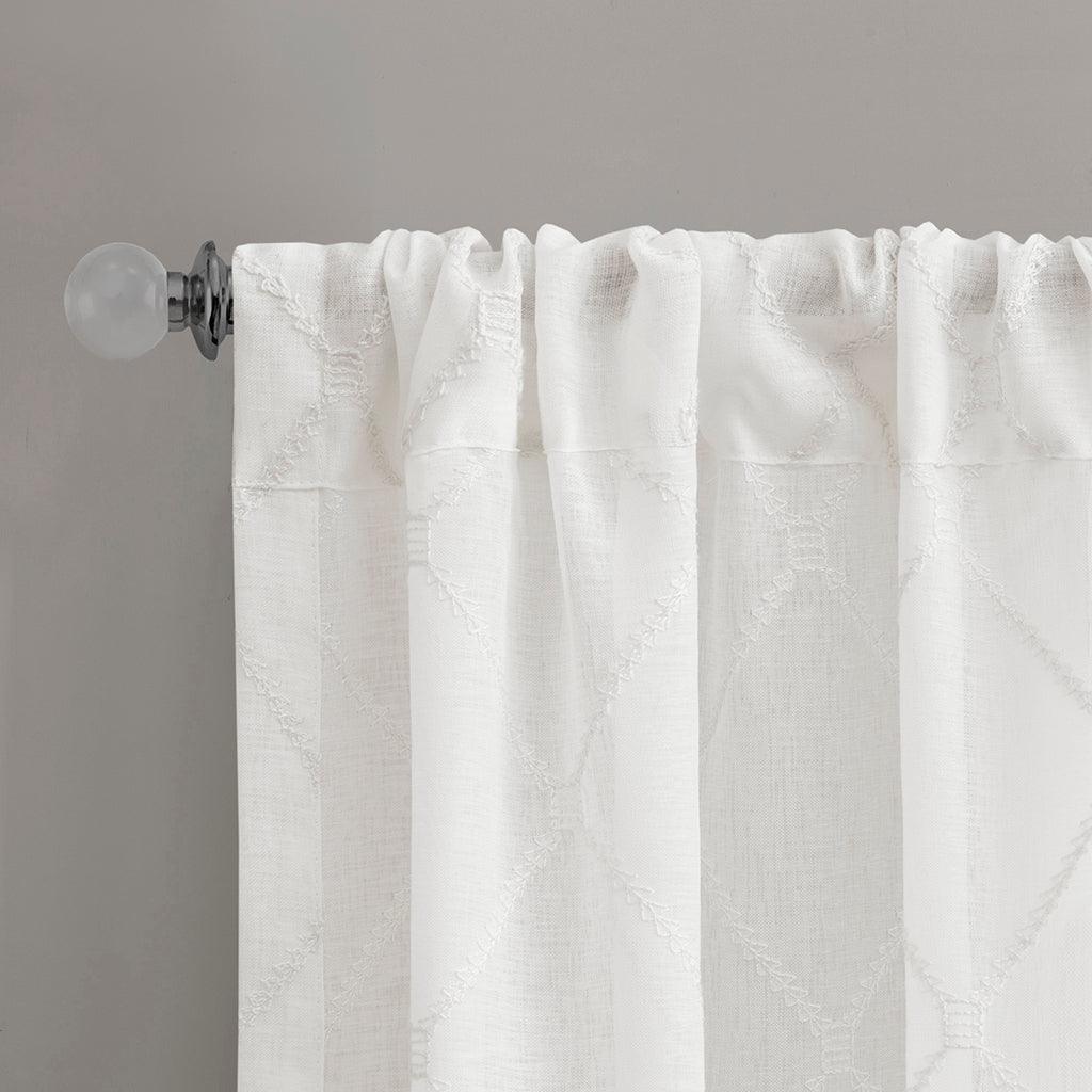 Irina Diamond Sheer Window Curtain White Olliix.com