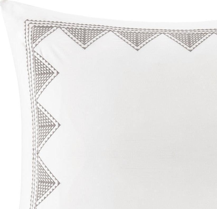 Isla Cotton Embroidered Euro Sham White Olliix.com