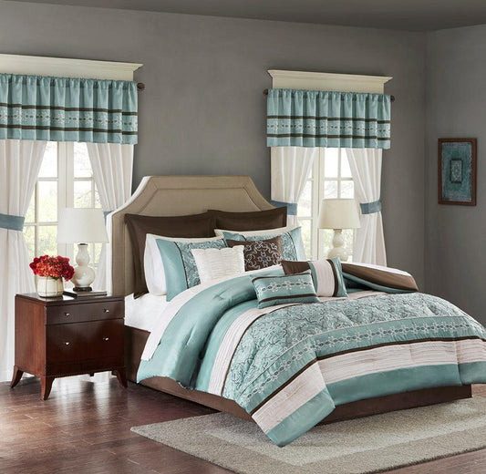 Jelena King 24 Piece Traditional Room in a Bag Seafoam Olliix.com