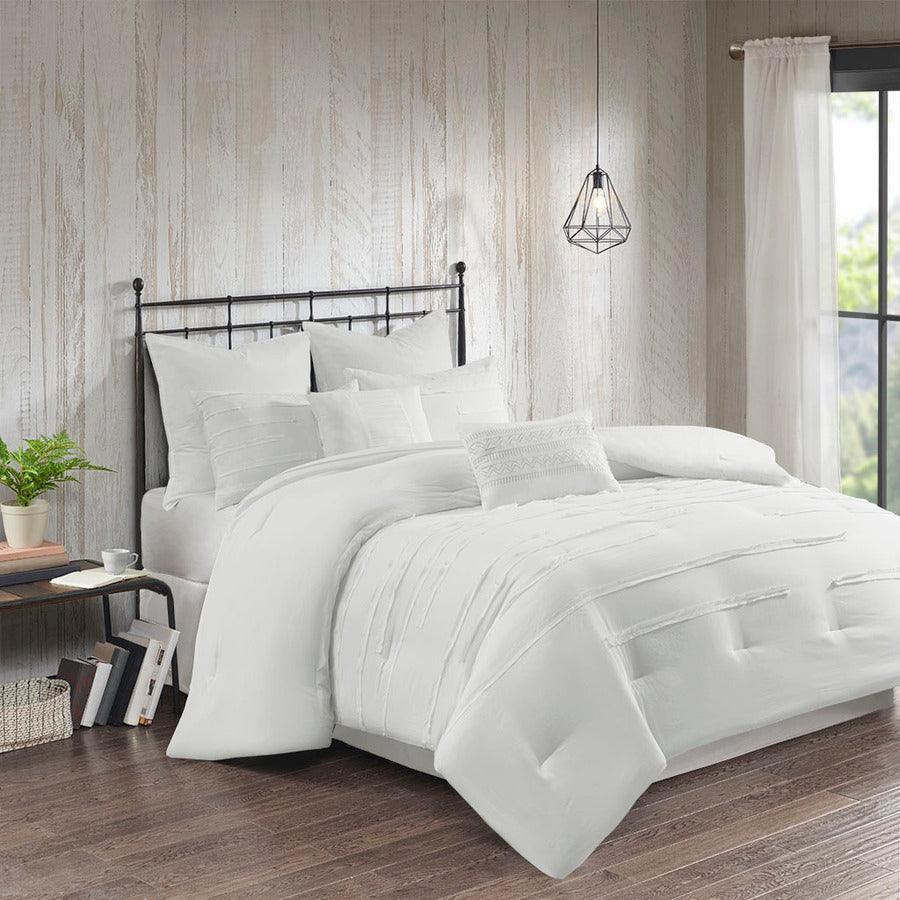 Jenda 8 Piece Comforter Set White King Olliix.com