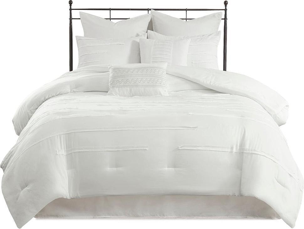 Jenda 8 Piece Comforter Set White King Olliix.com