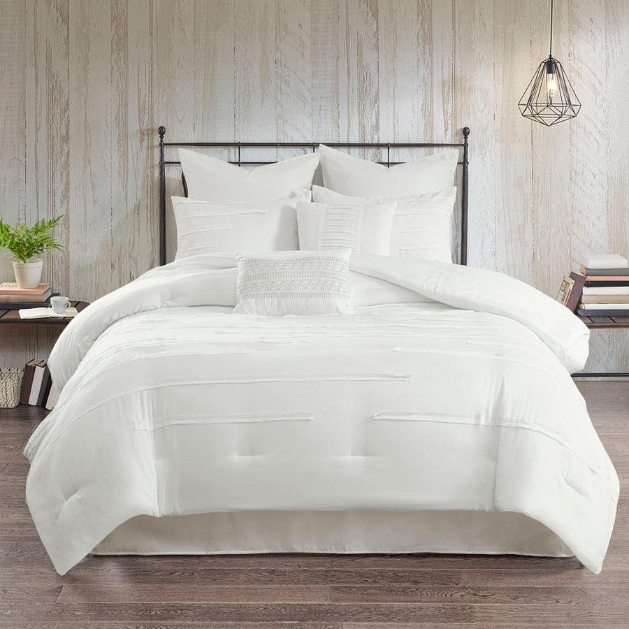 Jenda 8 Piece Comforter Set White King Olliix.com