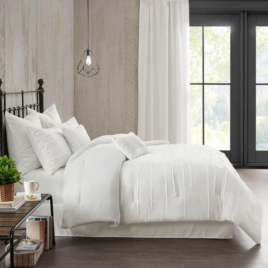 Jenda 8 Piece Comforter Set White King Olliix.com