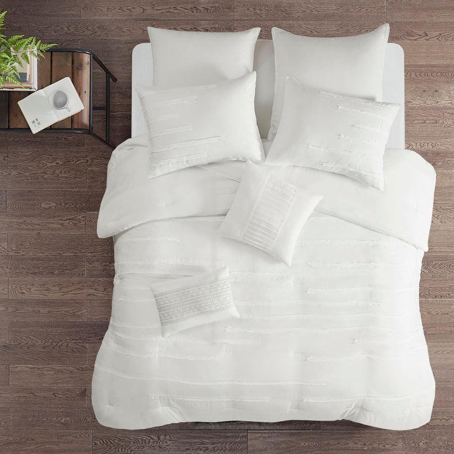 Jenda 8 Piece Comforter Set White King Olliix.com