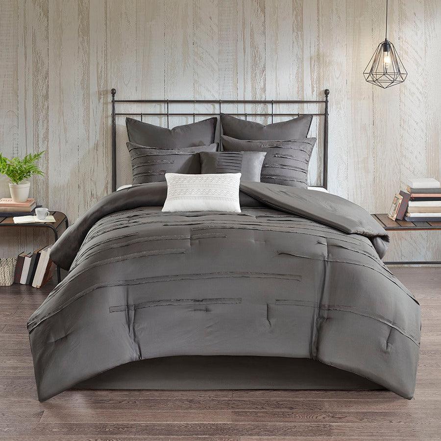 Jenda Queen 8 Piece Comforter Set Gray Olliix.com