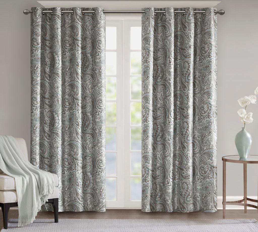 Jenelle 84 H Paisley Printed Total Blackout Window Panel Gray Olliix.com