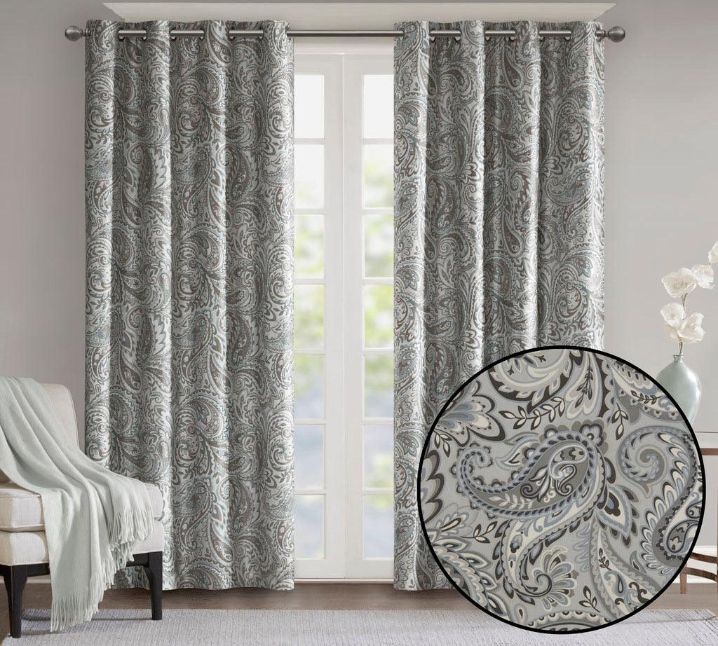 Jenelle 84 H Paisley Printed Total Blackout Window Panel Gray Olliix.com