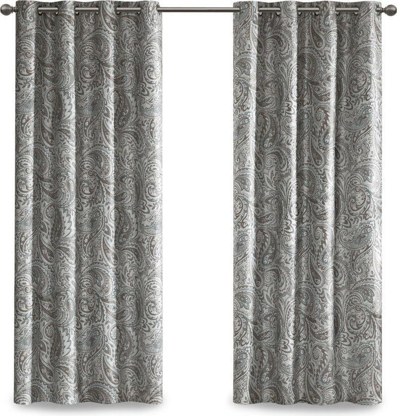 Jenelle 84 H Paisley Printed Total Blackout Window Panel Gray Olliix.com